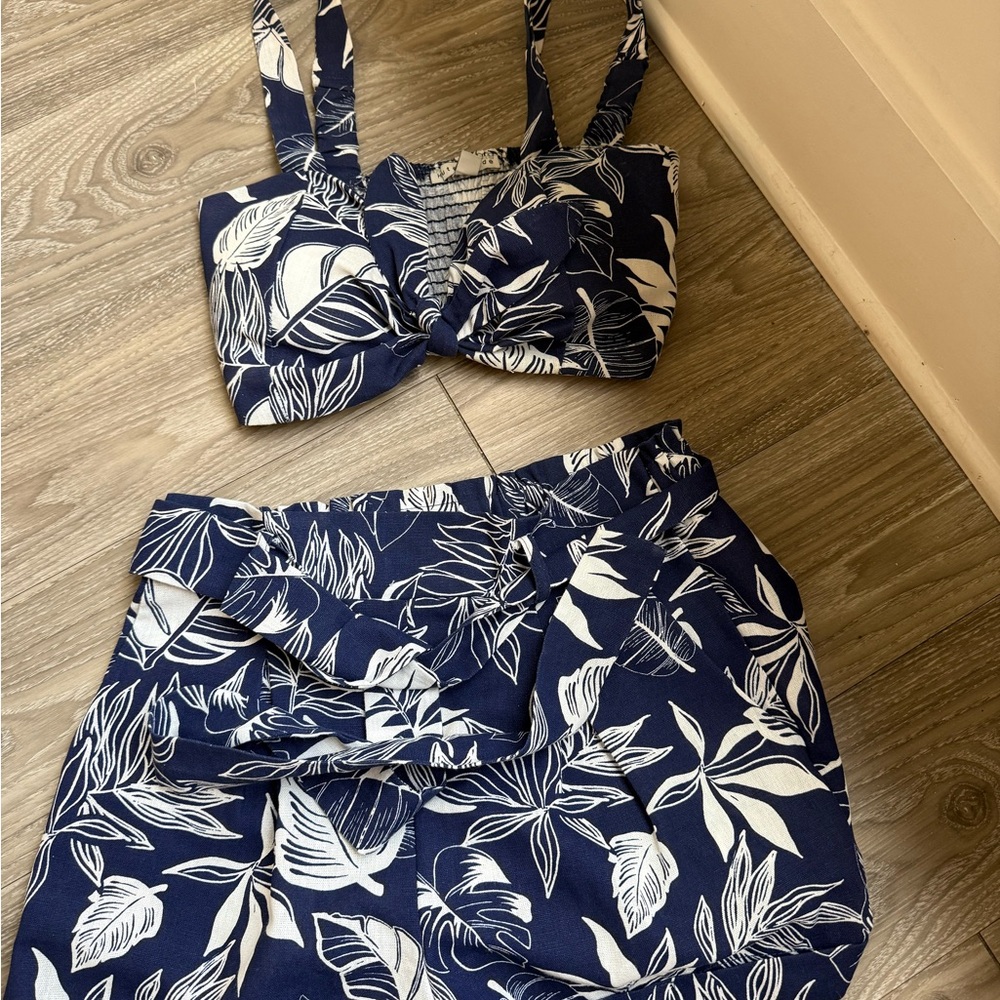 Tropical Times Ahead Short Set - Navy